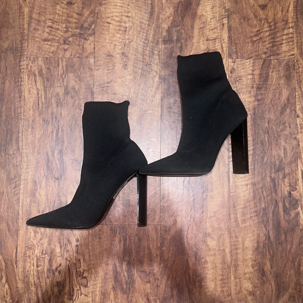 Black Heeled sock booties from ASOS